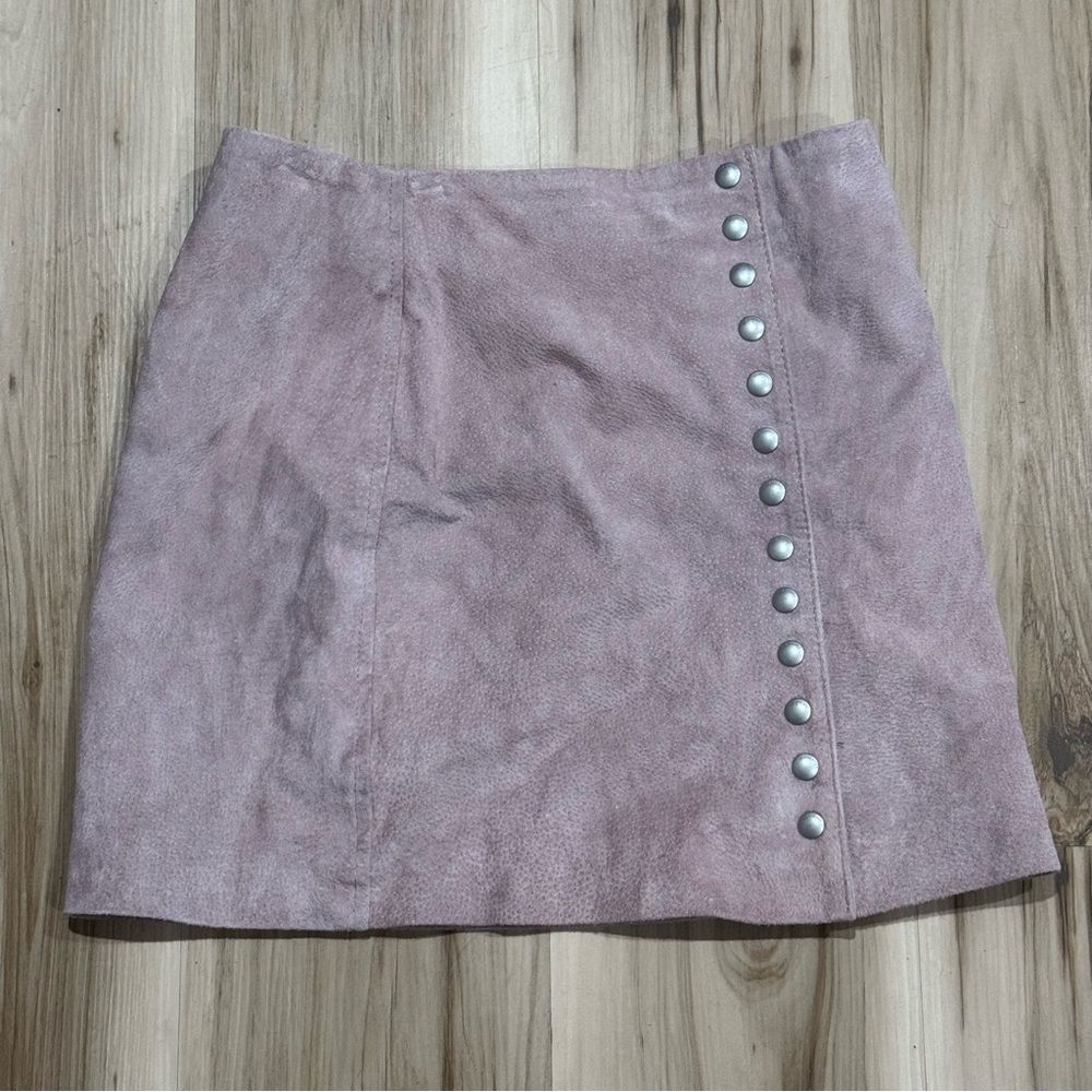 Blank NYC Snap Skirt Make Me Blush Mini Leather Pink Suede Women’s 26 - Picture 3 of 4